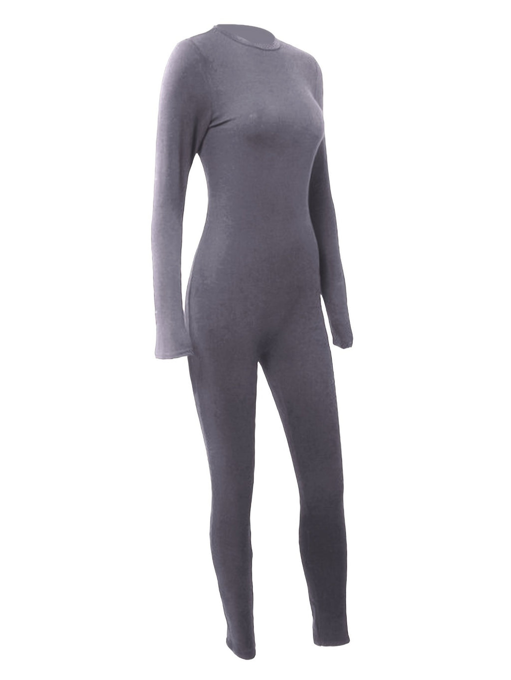 RYNLEES BASICS Solid Color Skinny Jumpsuit Grey