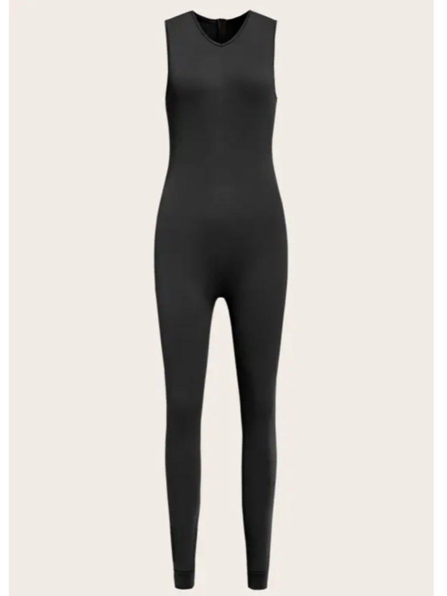 RYNLEES BASICS Zipper Design Solid Jumpsuit