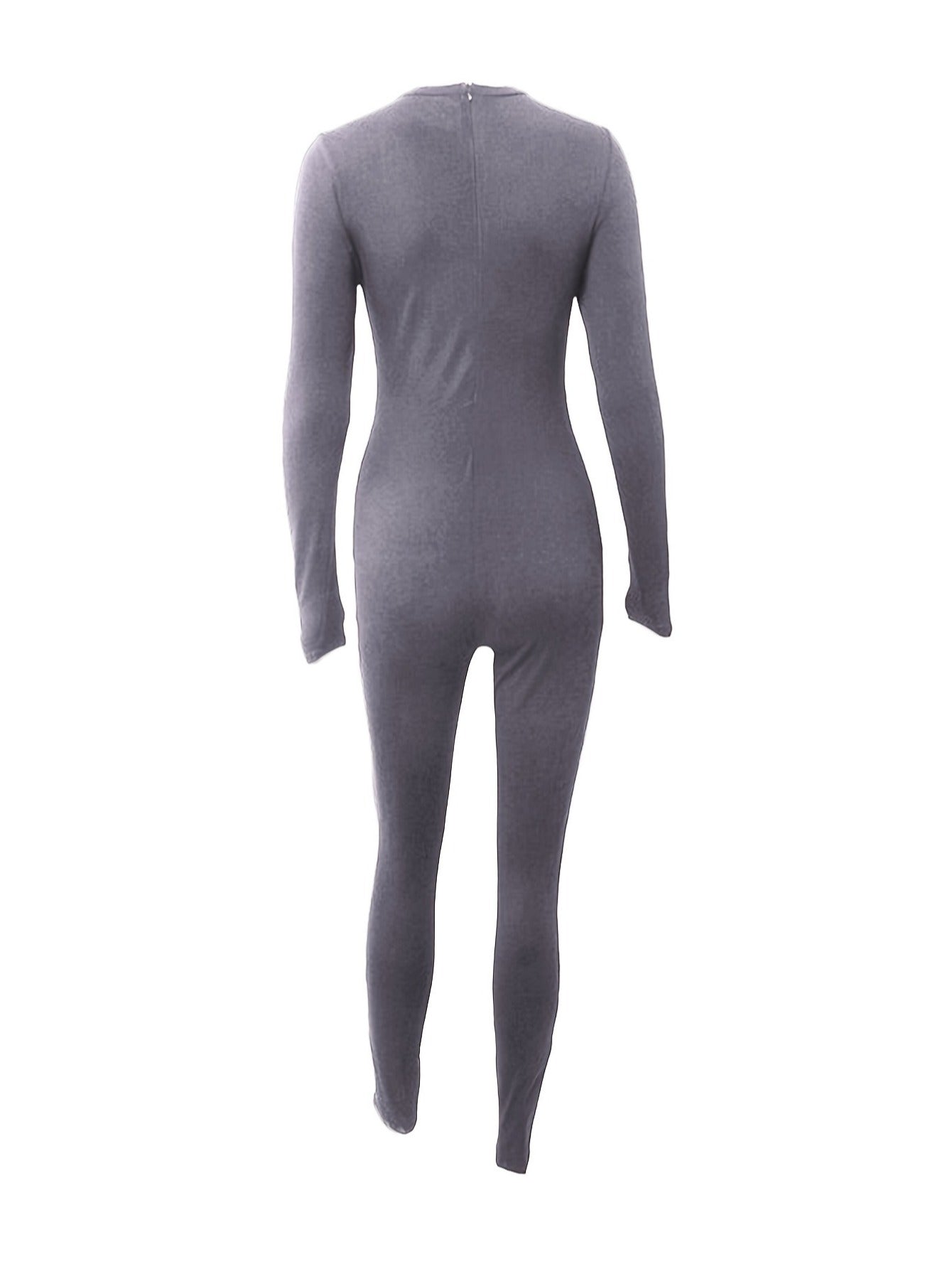 RYNLEES BASICS Solid Color Skinny Jumpsuit Grey